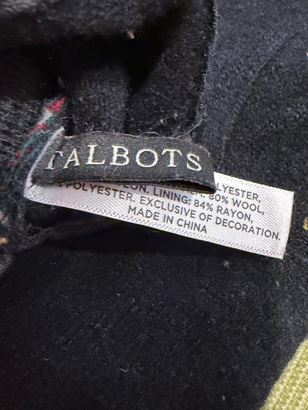 Talbots Black Wool-Blend Hat - Picture 3 of 4